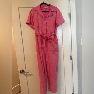 Skies Are Blue Pink denim Button-Up Jumpsuit